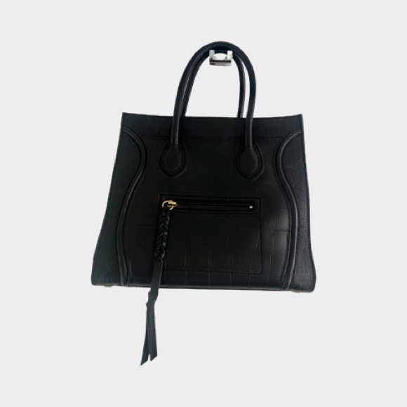 CELINE 
Crocodile Embossed Calfskin Medium Phantom Luggage Black - Picture 6 of 6